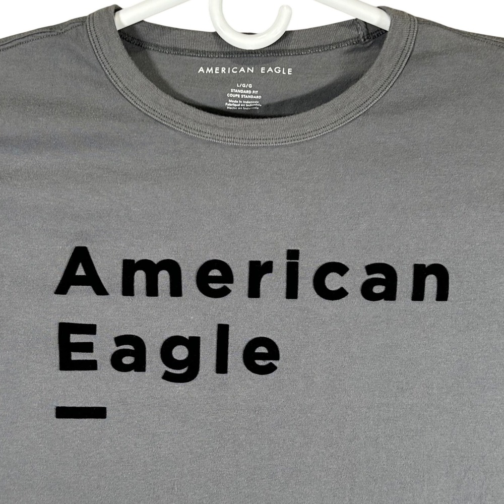 American Eagle Mens Large Gray Graphic Logo T-Shirt Short Sleeve Cotton
